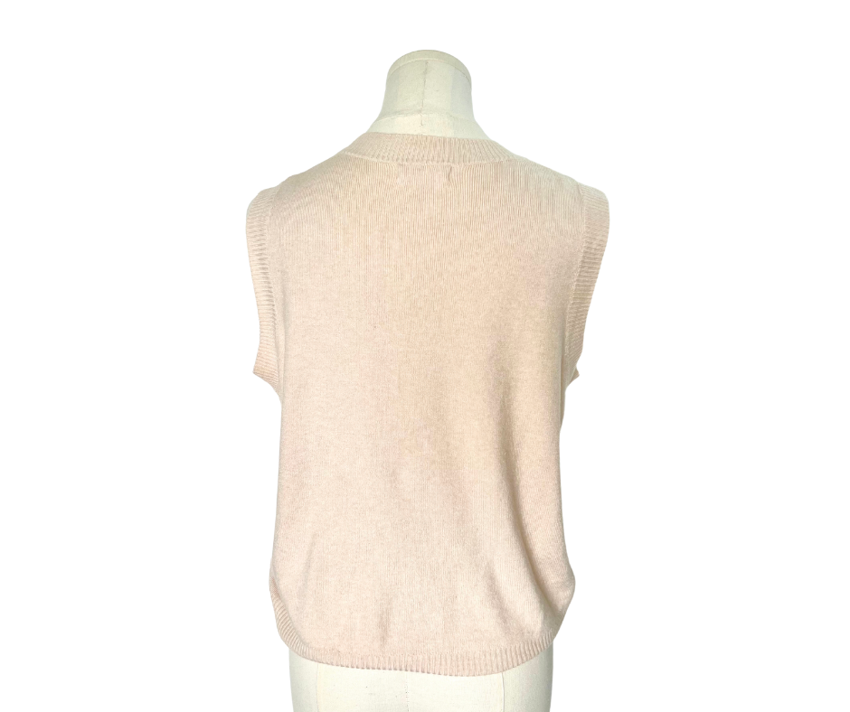 Sleeveless Knitted Top - Beige